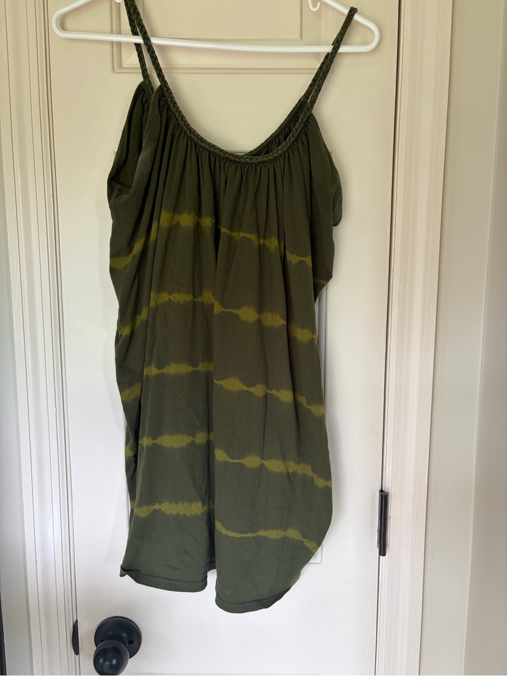 Xhilaration Olive & Yellow Tie-Dye Braided Strap Cami